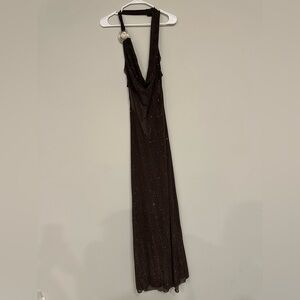 Jaded London BROWN Sparkle Maxi Dress